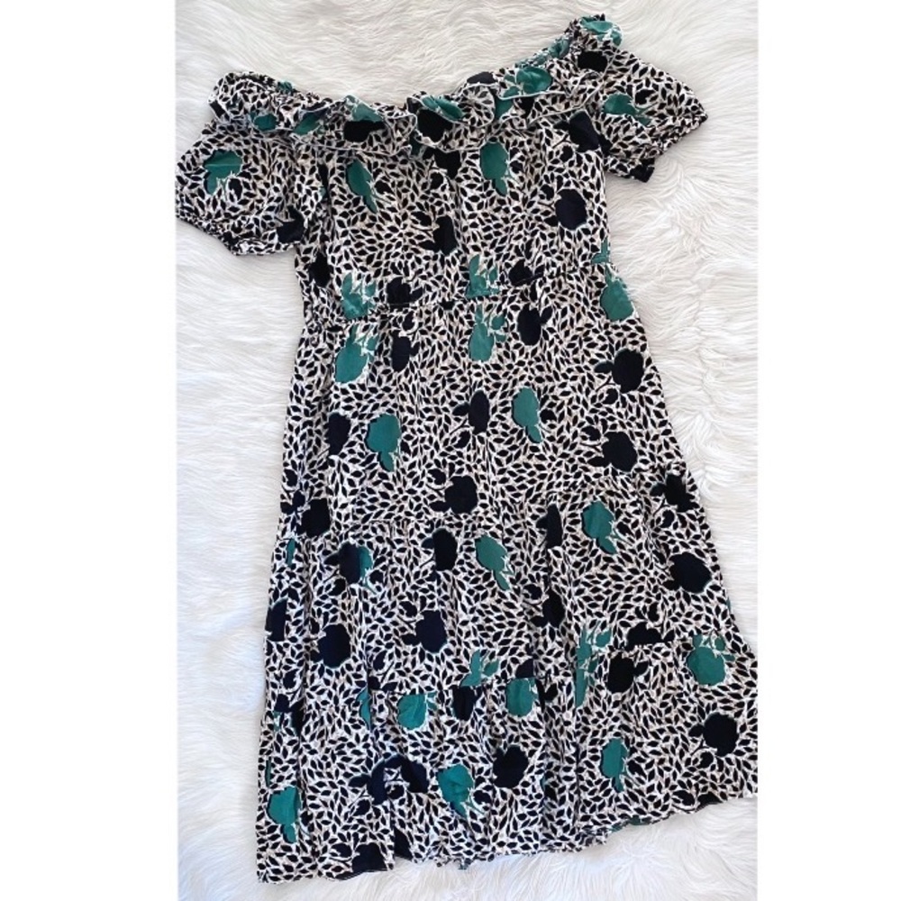River Island Plus Black Green Ruffle Off The Shoulder Maxi Dress
